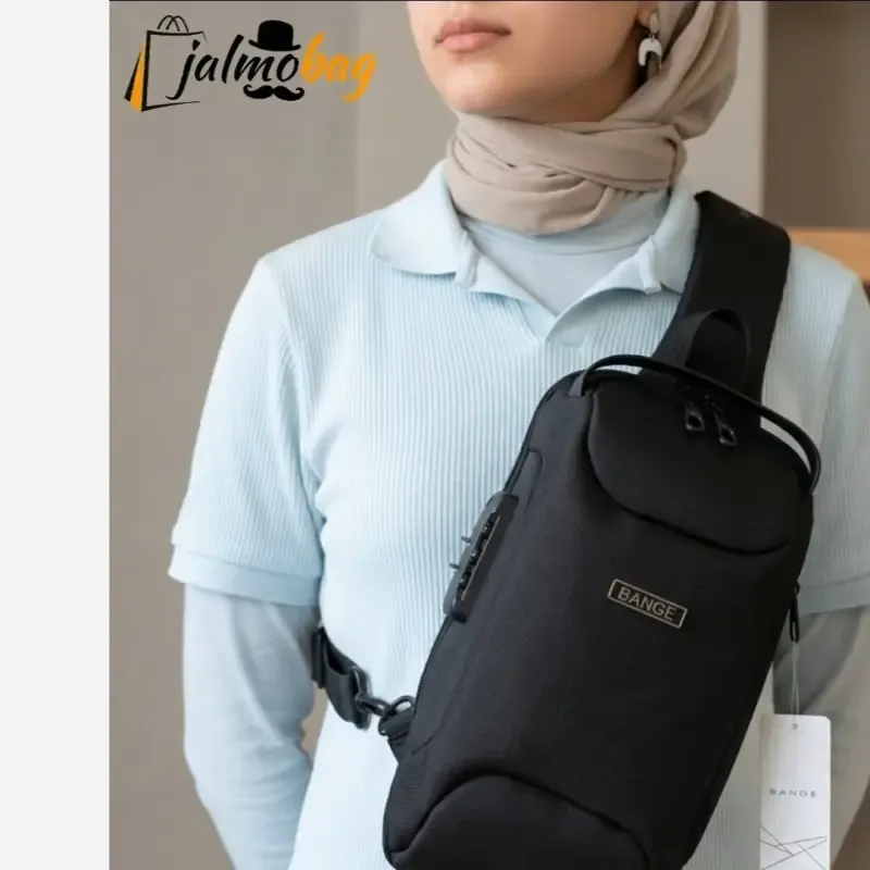 بادی بگ دستهدار رمزدار بنج BANGE پارچه ریپس خارجی آب گریز رنگ مشکی - تصویر 3