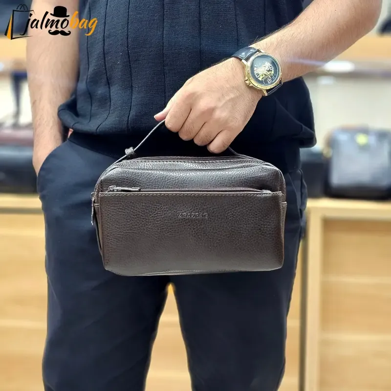 کیف دستی مردانه چرم صنعتی ضد خش دو خانه مدل شوزبگ - تصویر 4