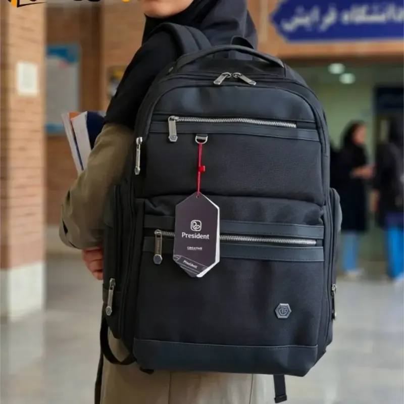 کوله پشتی وارداتی پرزیدنت ضد آب لپ تاپ پورت USB و تایپ C - تصویر 3