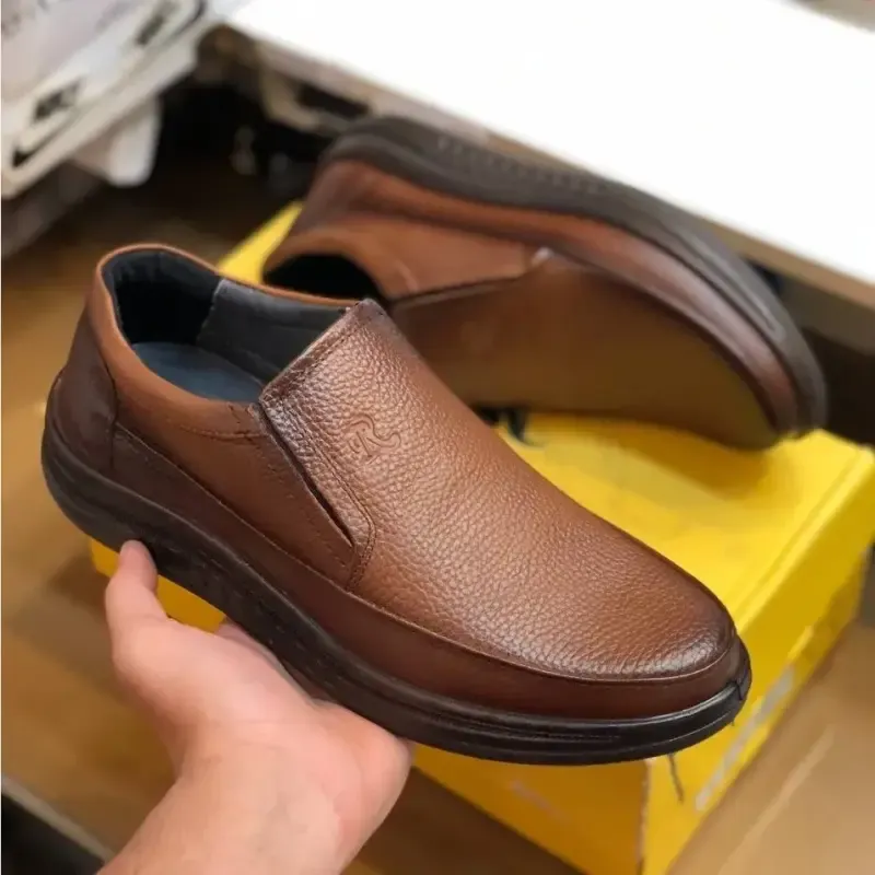 کفش چرم مردانه مدل گالاس عسلی تمام چرم طبیعی گاوی با زیره طبی - تصویر 7