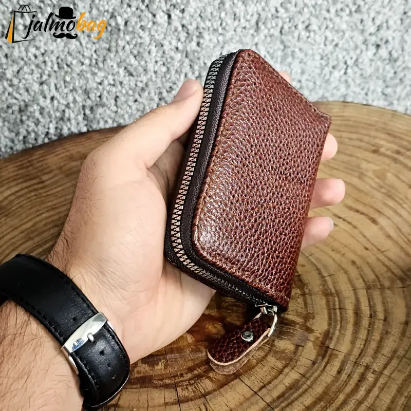 جاکارتی زیپدار چرم طبیعی گاوی مناسب آقایان و خانمها ابعاد 11 در 7 سانتیمتر - تصویر 3