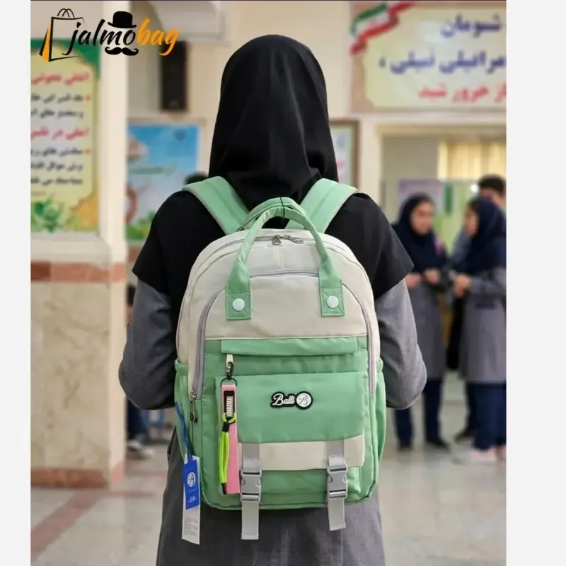کوله پشتی مدرسه ضد آب رنگی مناسب دبستان و راهنمایی - تصویر 6