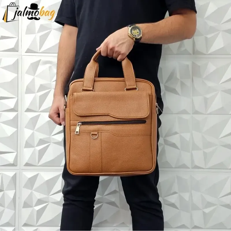 کیف اداری لپتاپی چرمی دستی و دوشی حلقه دار ایستاده - تصویر 4