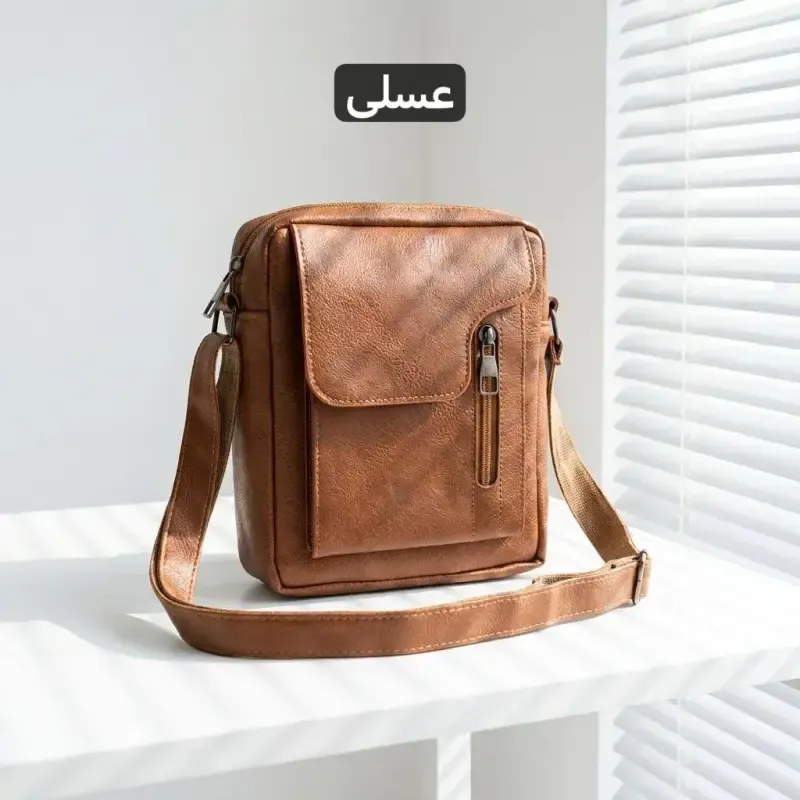 کیف مردانه چرم مصنوعی اداری و روزمره بند بلند - تصویر 4