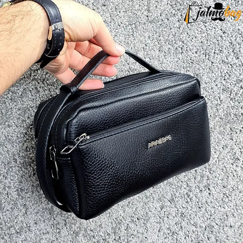 کیف دستی مردانه چرم صنعتی ضد خش دو خانه مدل شوزبگ - تصویر 7