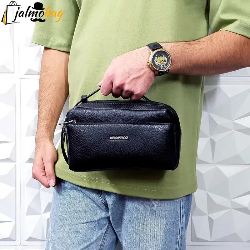 کیف دستی مردانه چرم صنعتی ضد خش دو خانه مدل شوزبگ - تصویر 5