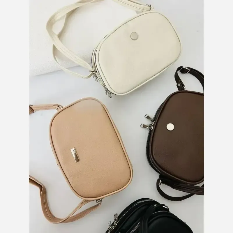 کیف سالی سه خانه مشکی شکلاتی کرم نسکافه ای سایز 22 در 15 - تصویر 4