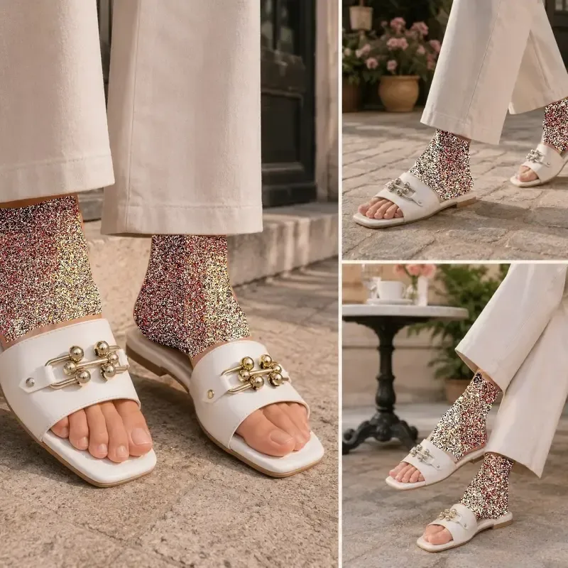 صندل زنانه مینیمال سفید رنگ تخت و راحتی تابستانی - تصویر 7