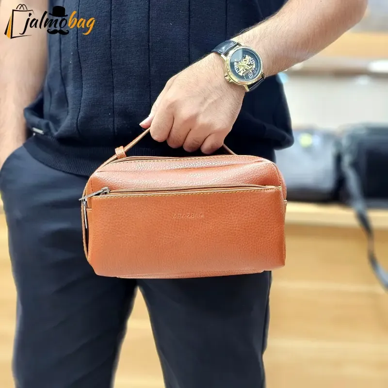 کیف دستی مردانه چرم صنعتی ضد خش شوزبگ دو خانه - تصویر 3