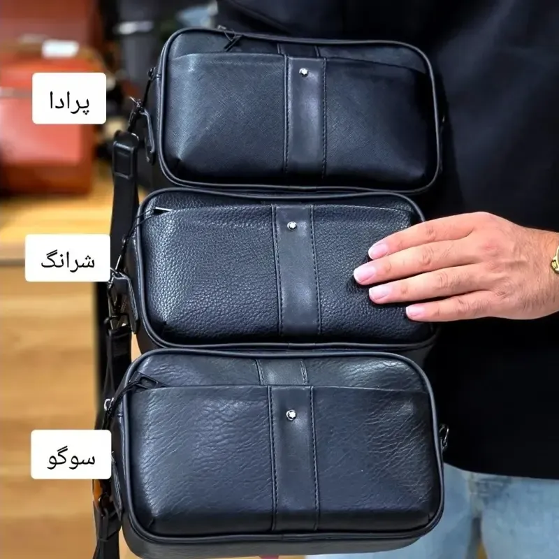 کیف دستی و دوشی مردانه مونت بلانک چرم صنعتی مدل سه کاره - تصویر 4