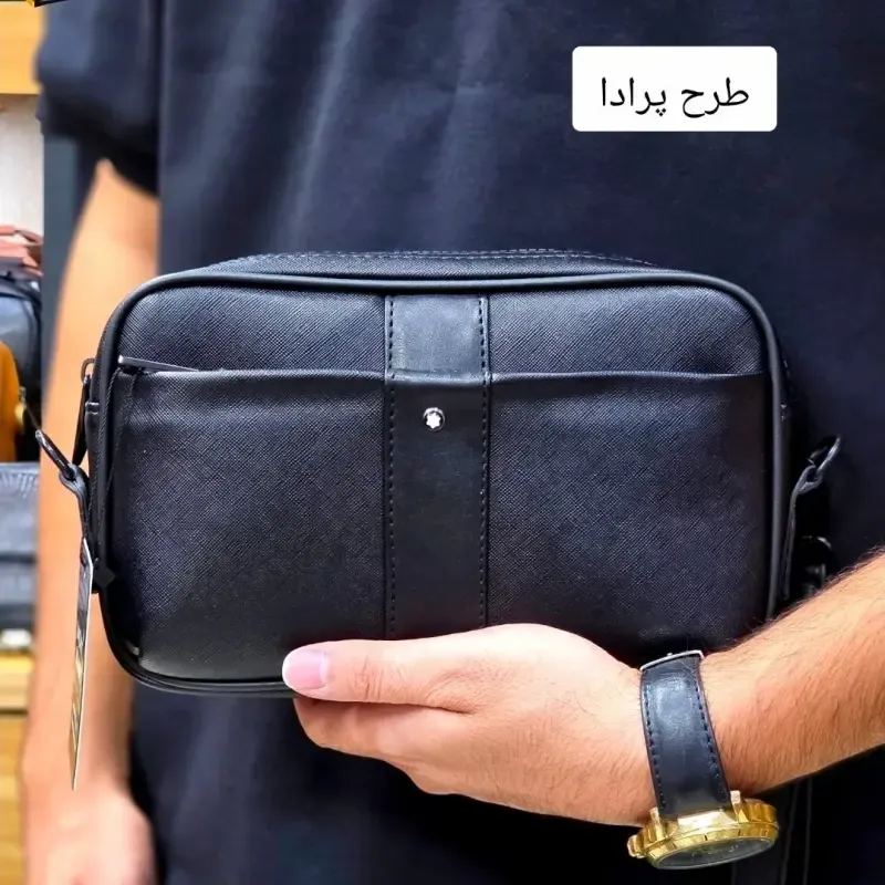 کیف دستی و دوشی مردانه مونت بلانک چرم صنعتی مدل سه کاره - تصویر 6