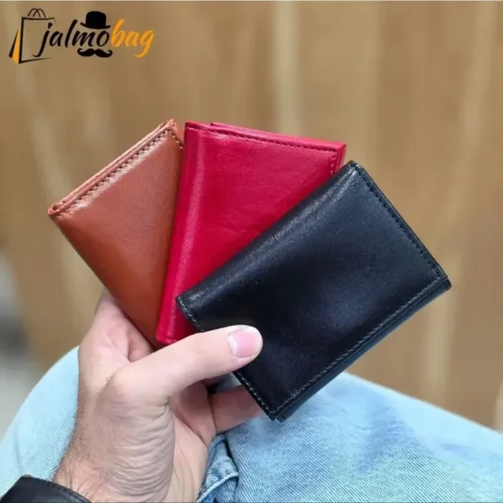 کیف پول جیبی چرم طبیعی گاوی مردانه و زنانه ابعاد 7 در 10 سانتی متر