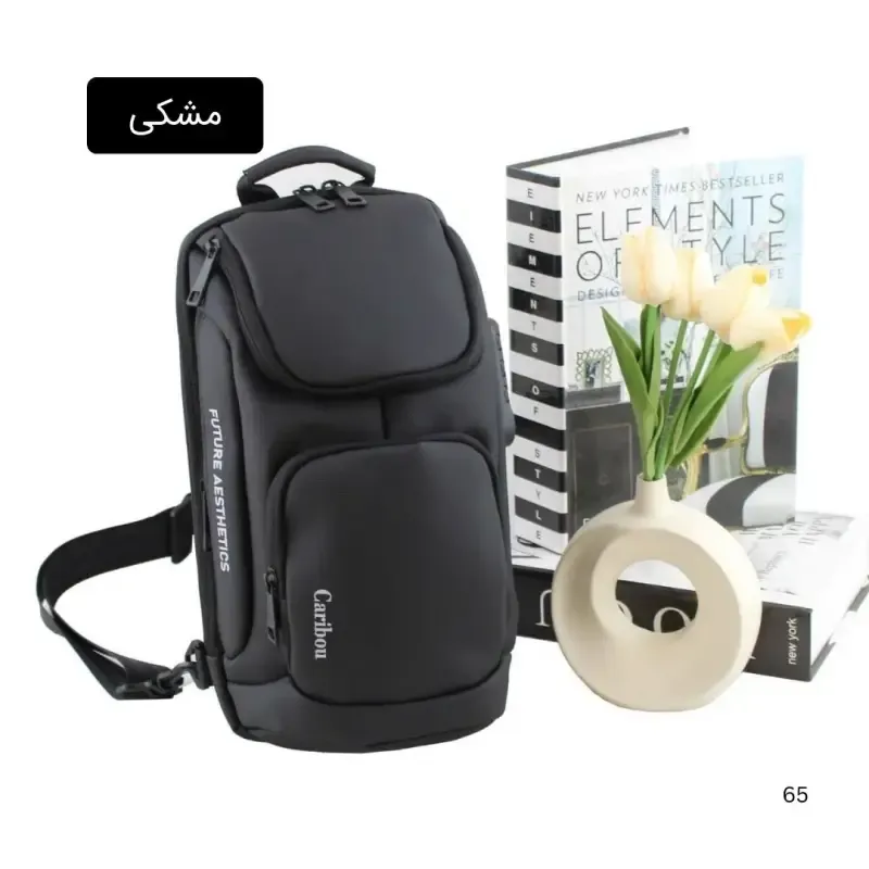 کیف مردانه پارچه ای اسپرت و روزمره قهوه ای تیره جیب دار بند بلند - تصویر 4
