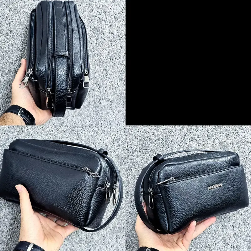 کیف دستی مردانه چرم صنعتی ضد خش دو خانه مدل شوزبگ - تصویر 9