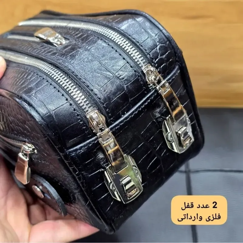 کیف دستی چرم طبیعی چرم ظفر دو خانه 21 سانتی متری - تصویر 9