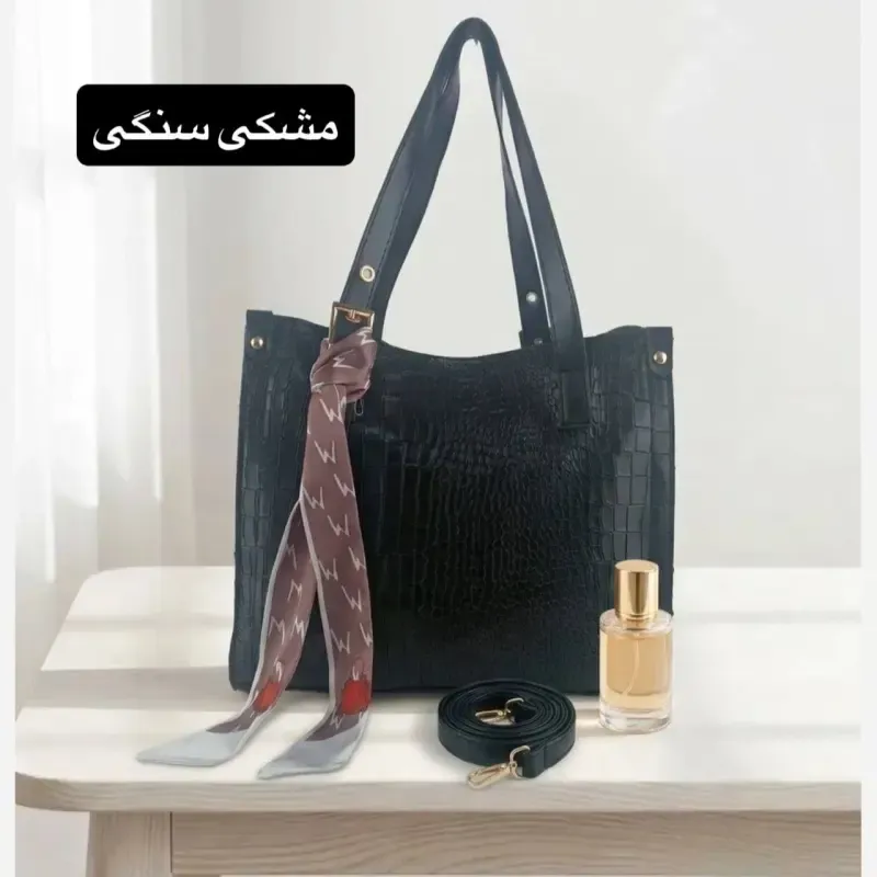 کیف زنانه چرم مصنوعی رسمی و روزمره با بند بلند - تصویر 7