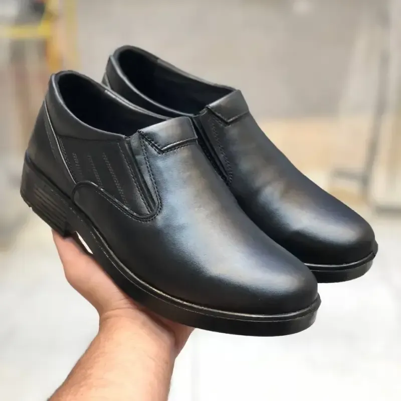 کفش چرم مردانه مدل اوپتیما برند نیما مشکی رویه چرم طبیعی زیره PU - تصویر 2