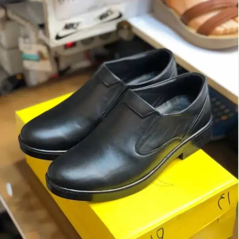 کفش چرم مردانه مدل اوپتیما برند نیما مشکی رویه چرم طبیعی زیره PU - تصویر 6