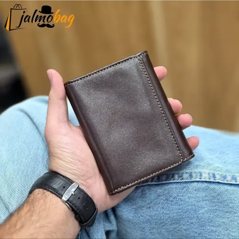 کیف پول چرم مردانه سه لت چرم اصل گاوی - تصویر 3