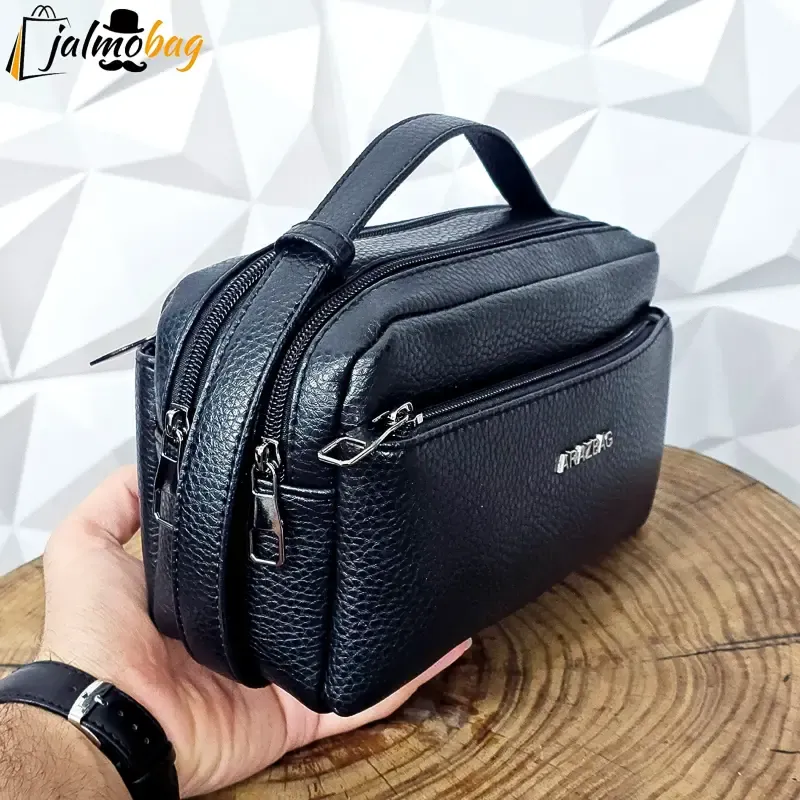 کیف دستی مردانه چرم صنعتی ضد خش دو خانه مدل شوزبگ - تصویر 8