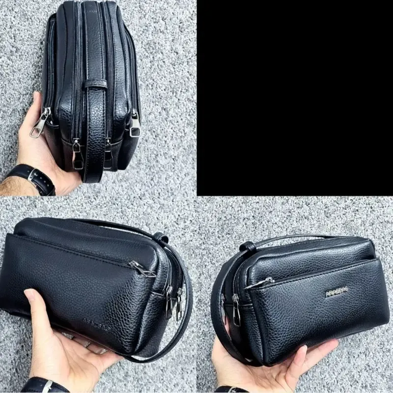 کیف دستی مردانه چرم صنعتی ضد خش شوزبگ دو خانه - تصویر 10