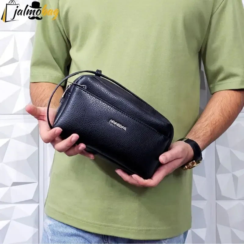 کیف دستی مردانه چرم صنعتی ضد خش شوزبگ دو خانه - تصویر 12