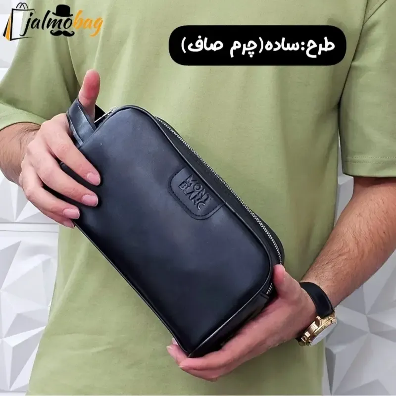 کیف دستی مردانه اسپرت طرحدار چرم صنعتی دو خانه بند دستی - تصویر 9