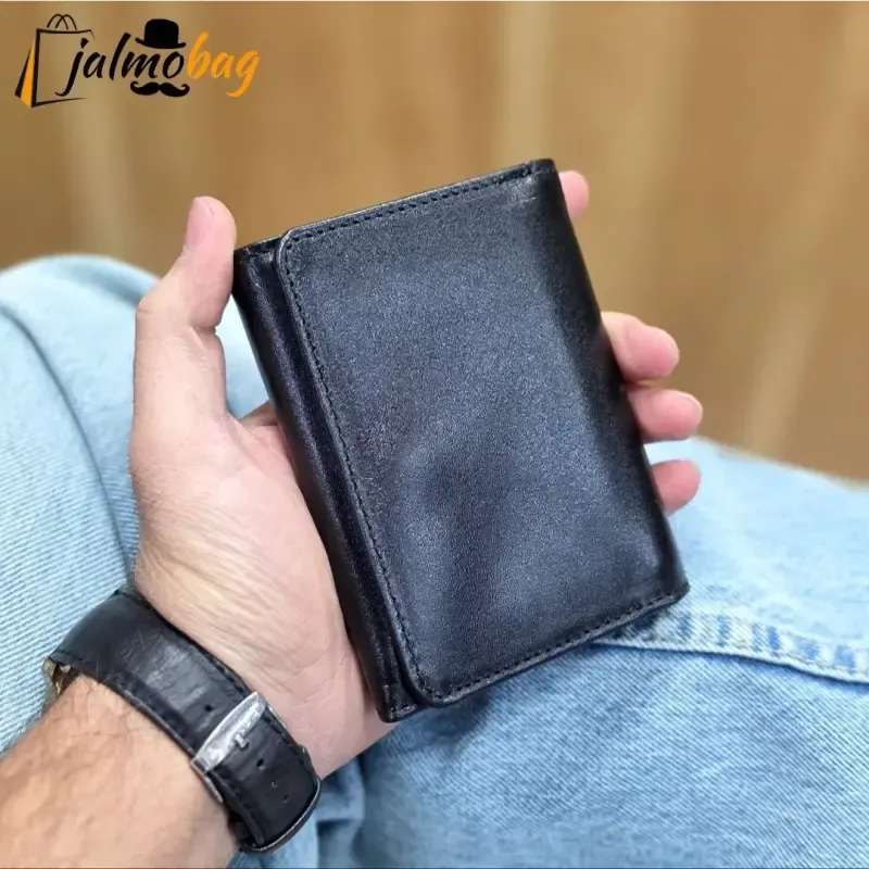 کیف پول چرم مردانه سه لت چرم اصل گاوی - تصویر 2