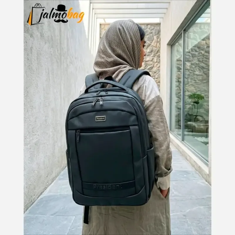 کوله پشتی اسپرت پریزیدنت وارداتی ضد خش جادار دو خانه جیب لپ تاپ - تصویر 6