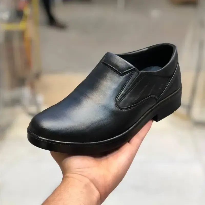 کفش چرم مردانه مدل اوپتیما برند نیما مشکی رویه چرم طبیعی زیره PU - تصویر 5
