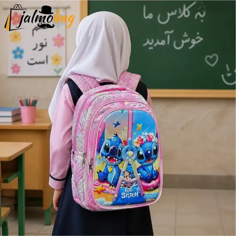 کوله پشتی دخترانه مقطع ابتدایی عکسدار نشکن ضدتعریق جادار 40x27x16 سانتیمتر - تصویر 3