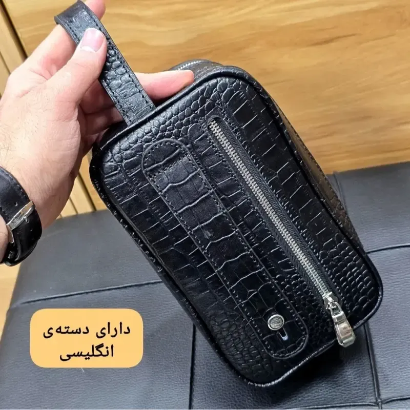 کیف دستی چرم طبیعی چرم ظفر دو خانه 21 سانتی متری - تصویر 8