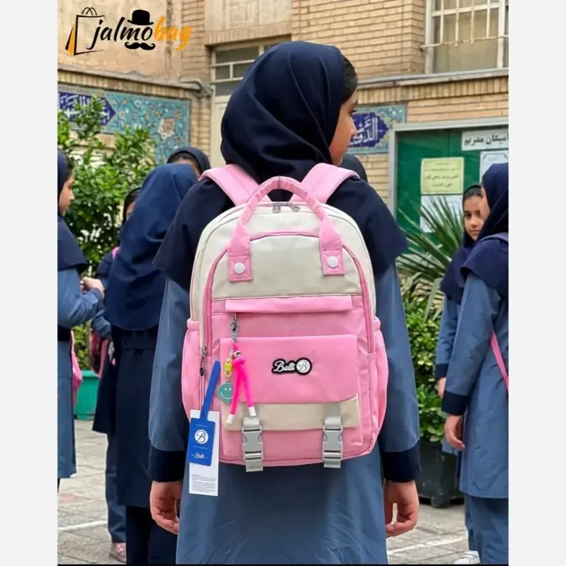 کوله پشتی مدرسه ضد آب رنگی مناسب دبستان و راهنمایی - تصویر 3