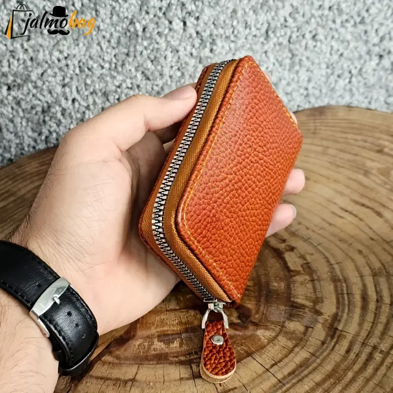جاکارتی زیپدار چرم طبیعی گاوی مناسب آقایان و خانمها ابعاد 11 در 7 سانتیمتر - تصویر 4