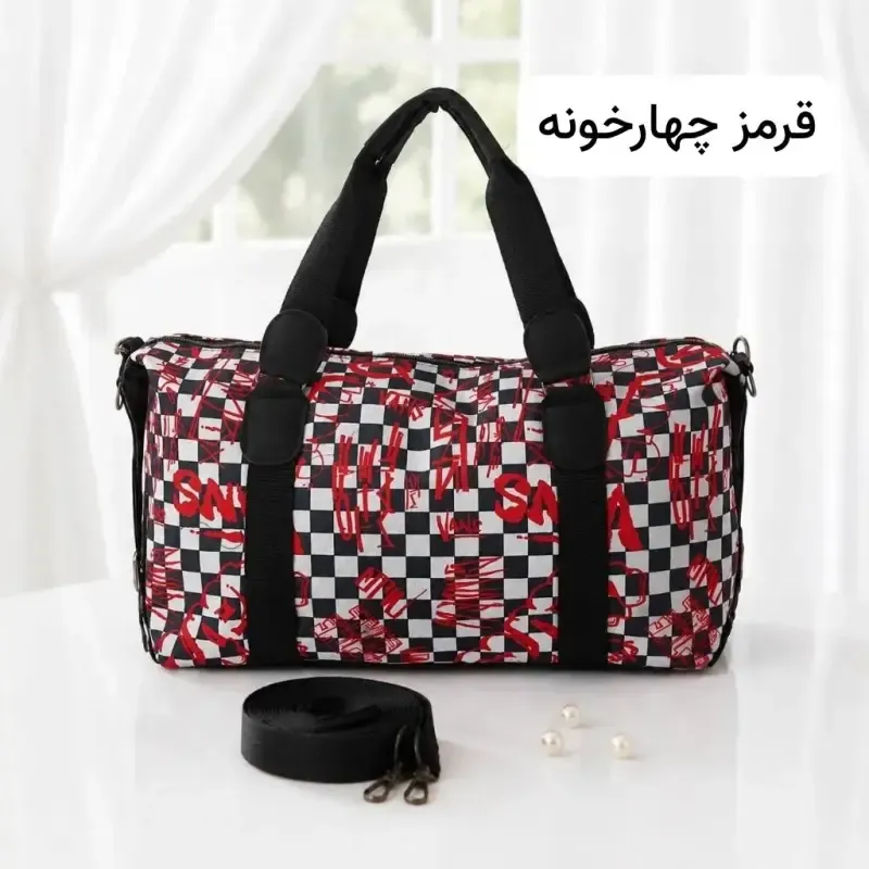 ساک مسافرتی و استخری پارچه کره ای با بند بلند و زیپ - تصویر 7