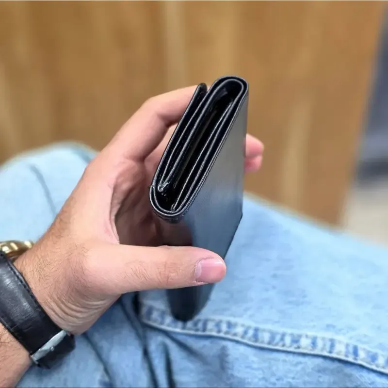 کیف پول چرم مردانه سه لت چرم اصل گاوی - تصویر 5