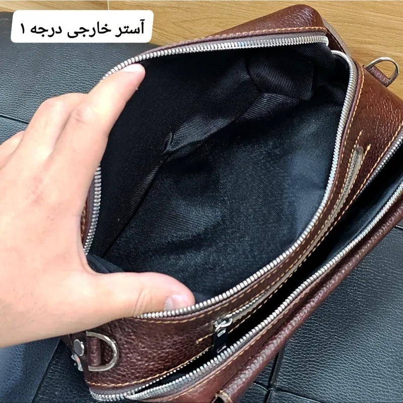 کیف دستی دوشی چرم طبیعی گاوی سه کاره مردانه و زنانه - تصویر 18
