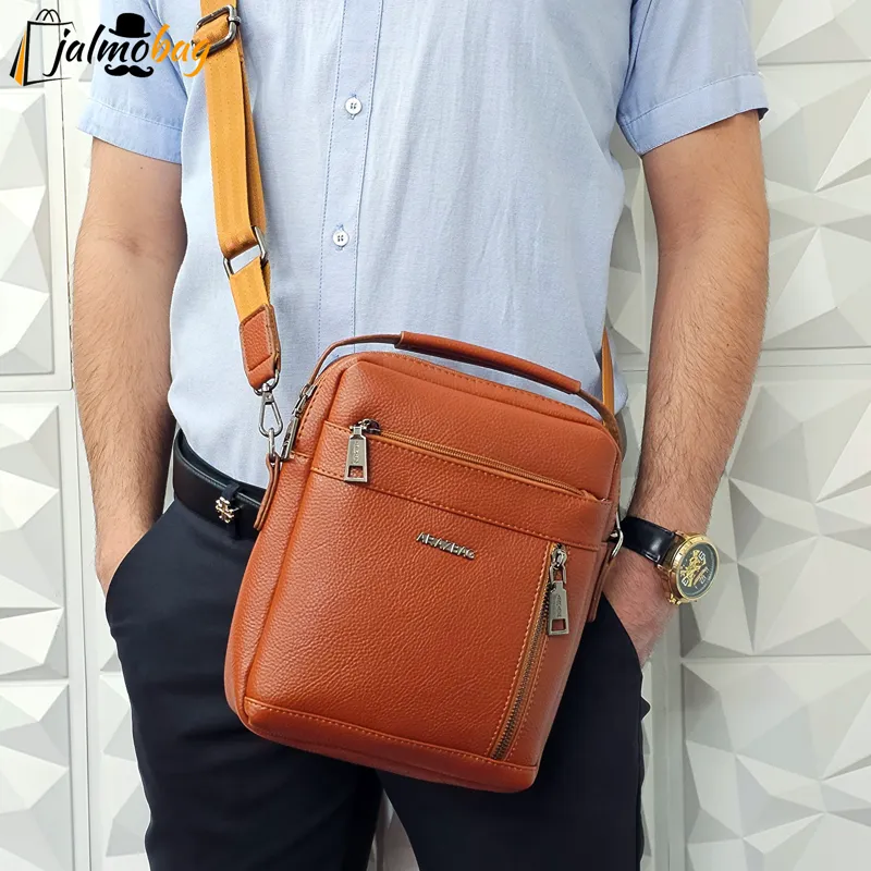 کیف دستی و دوشی مردانه چرم خارجی روزمره ضد خش - تصویر 6